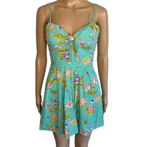 Y2K Say What Multicolored Floral Sweetheart Neck Sleeveless Tie Front Mini Dress